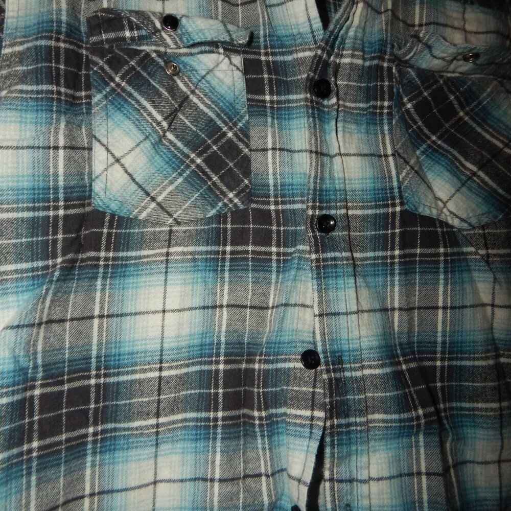 Clothing CO. Western plaid flannel shirt - Blue/Grey/white - Small - Picture 2 of 4